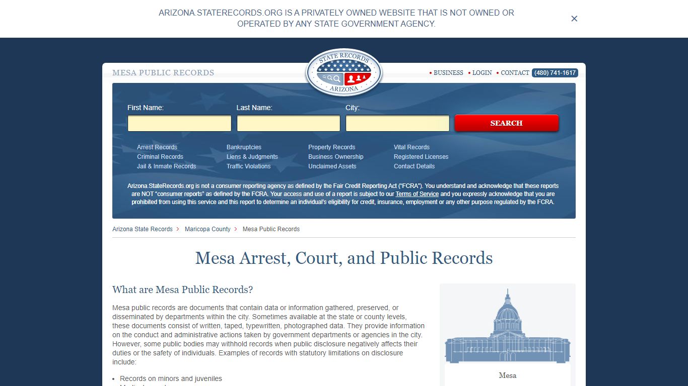 Mesa Arrest and Public Records | Arizona.StateRecords.org