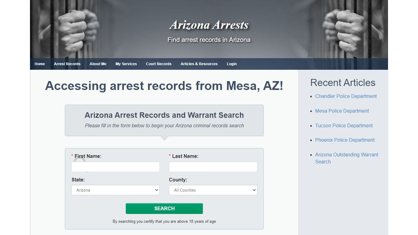 Mesa, AZ Warrant Search and Arrest Records